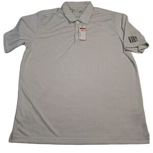Antigua Polo Shirt White Gray Stripes Bdg Butler Design Group Logo